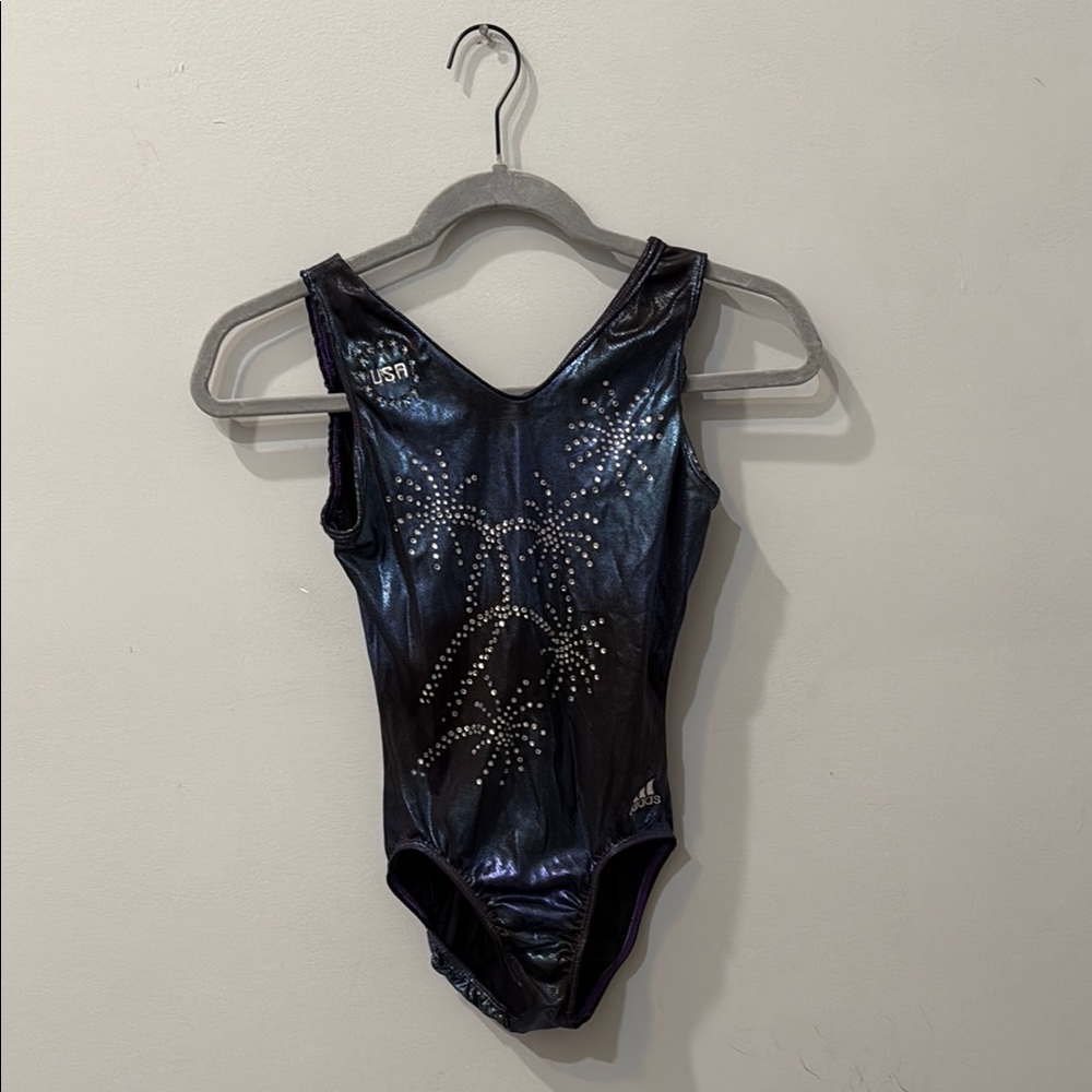 Adidas Black & Navy USA Gymnastics Leotard